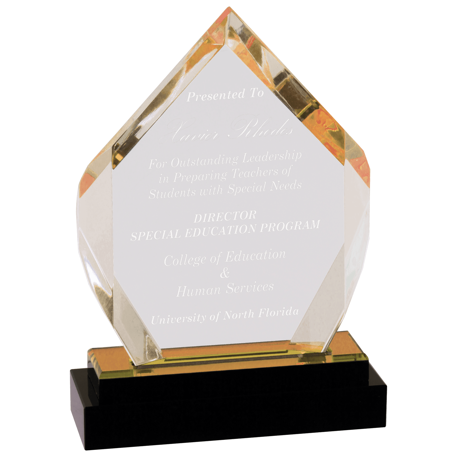 Gold Acrylic Marquis Award