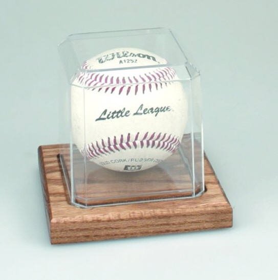 Acrylic Baseball Holder on Wood Base