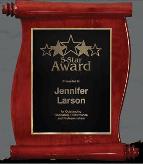 Piano Finish Scroll Plaque