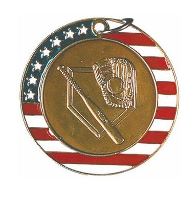Baseball Red White and Blue Medal