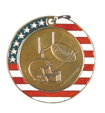 Football Red White and Blue Medal