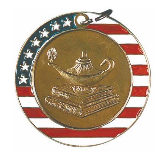 Lamp of Knowledge Red White and Blue Medal