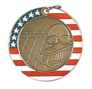 Swimming Red White and Blue Medal