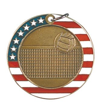 Volleyball Red White and Blue Medal