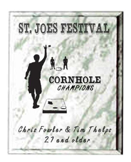 Cornhole White Marble Vinyl Plaque