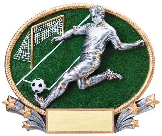 Male Soccer Trophy Small 3D Oval
