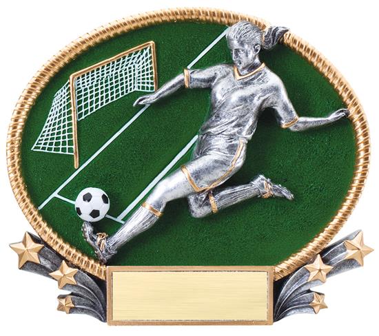 Female Soccer Trophy Small 3D Oval