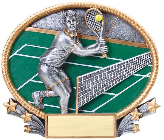 Male Tennis Trophy Small 3D Oval