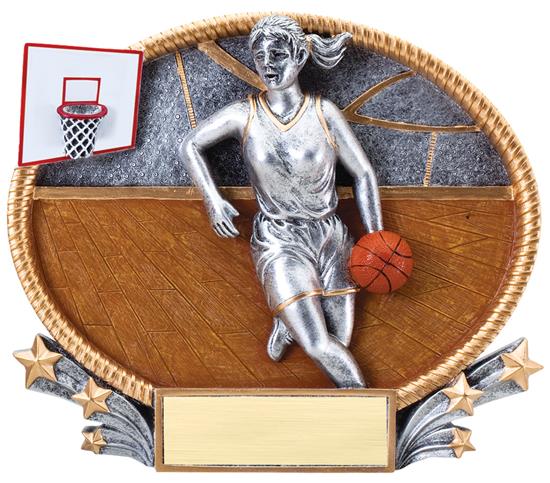 Female Basketball Player 3D Oval Trophy