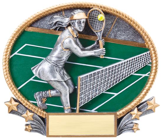 Female Tennis 3D Oval Trophy