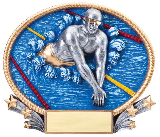 Male Swimming 3D Oval Trophy