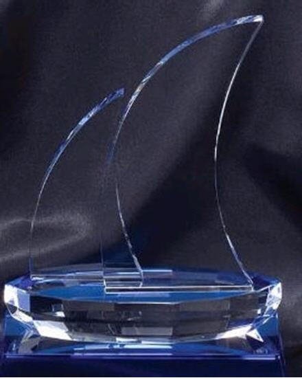 Blue Sailboat Crystal Award
