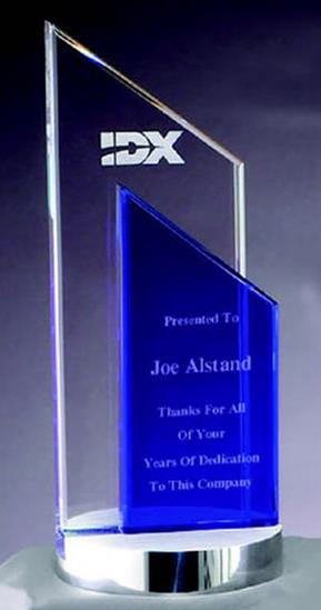 Blue Slanted Glass Award