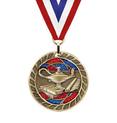Lamp of Knowledge Glitter Medal