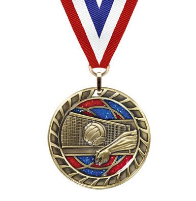 Volleyball Glitter Medal