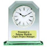 Jade Glass Clock 4 3/4 x 6 1/2 x 2