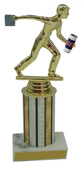Male Cornhole Drinking Column Trophy