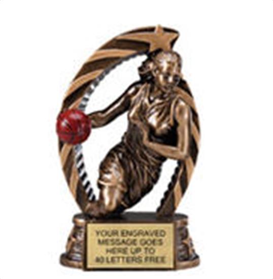 Basketball Female Star Flame Resin Trophy 5.5 Inches