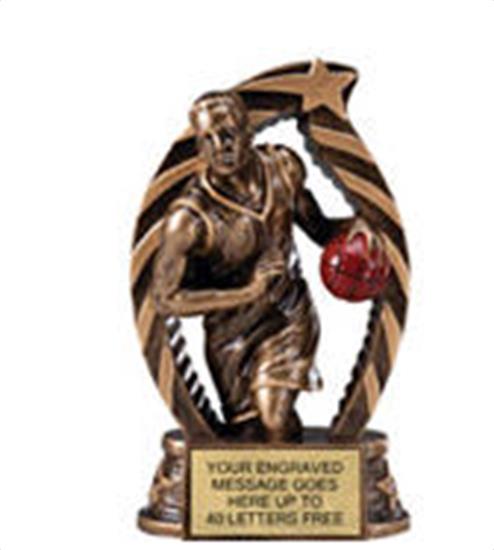 Basketball Male Star Flame Resin Trophy 5.5 Inches