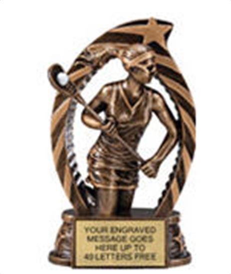 Lacrosse Female Star Flame Resin Trophy 5.5 Inches