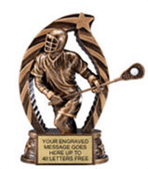 Lacrosse Male Star Flame Resin Trophy 5.5 Inches
