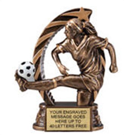 Soccer Female Star Flame Resin Trophy 5.5 Inches