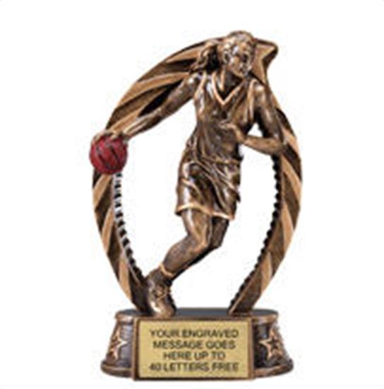 Basketball Female Star Flame Resin Trophy 7.5 Inches
