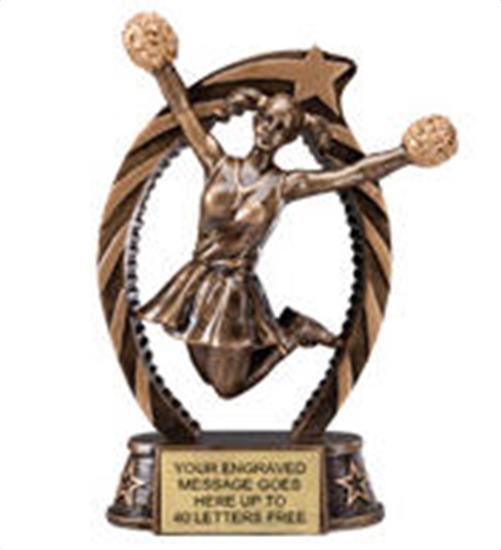 Cheerleader Star Flame Resin Trophy 7.5 Inches