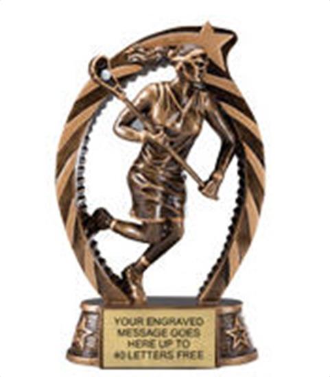 Lacrosse Female Star Flame Resin Trophy 7.5 Inches