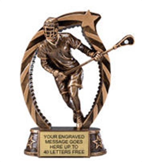 Lacrosse Male Star Flame Resin Trophy 7.5 Inches