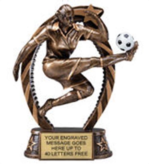 Soccer Female Star Flame Resin Trophy 7.5 Inches