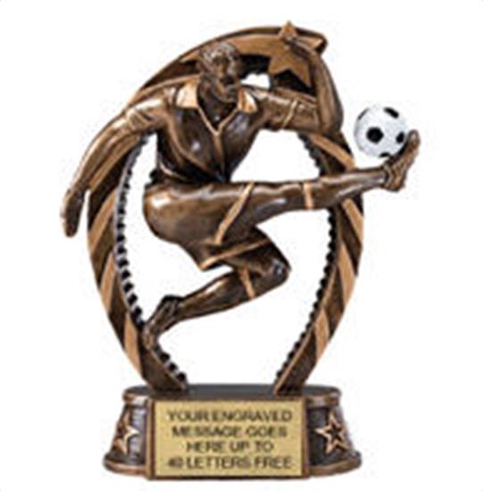 Soccer Male Star Flame Resin Trophy 7.5 Inches