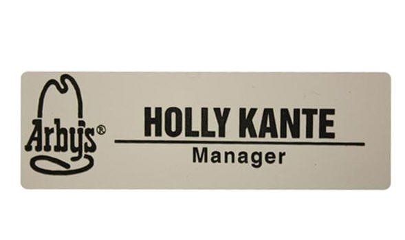 Name Tags Satin Silver on Black With Round Corners