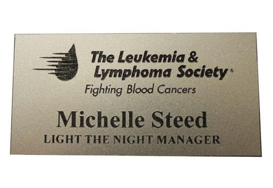 Name Tags Satin Silver on Black With Square Corners