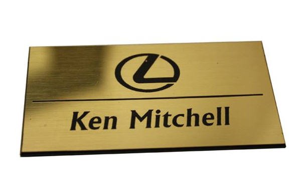 Name Tags Shiny Gold on Black With Square Corners
