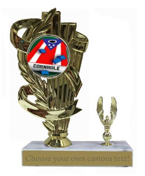 Cornhole Patriotic Marble Base Trophy Award