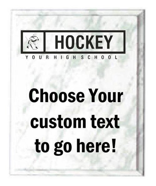 Hockey White Marble Plaque
