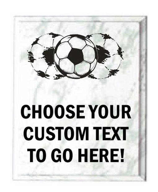 Soccer White Marble Plaque