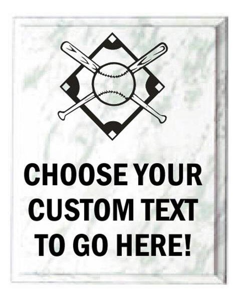 Softball White Marble Plaque