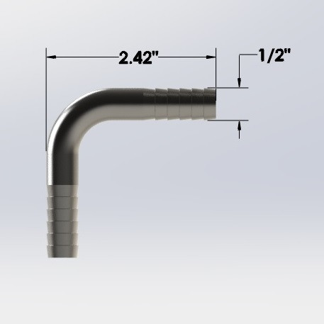 1/2" X 1/2" S/S Barbed Elbow