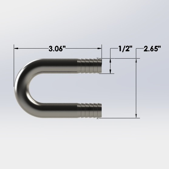 Stainless Steel 1/2" Barbed U-Bend