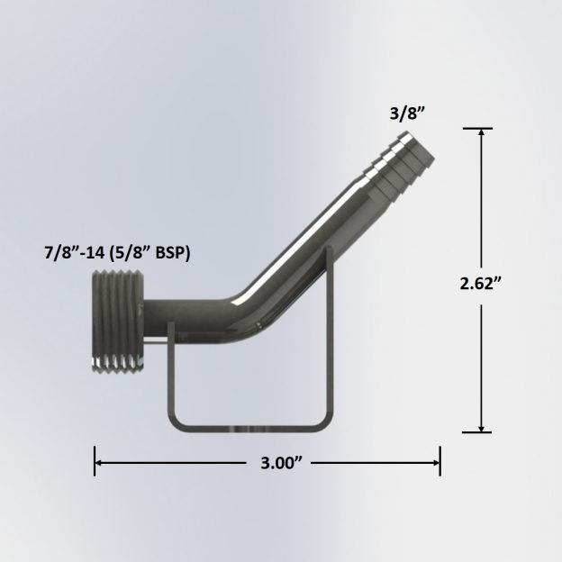 S/S 3/8" Bore Wall Bracket - 3/8" Barb x Beer Thread