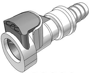 Quick Disconnect with Shutoff -  3/8" ID Hose Barb Socket-Female