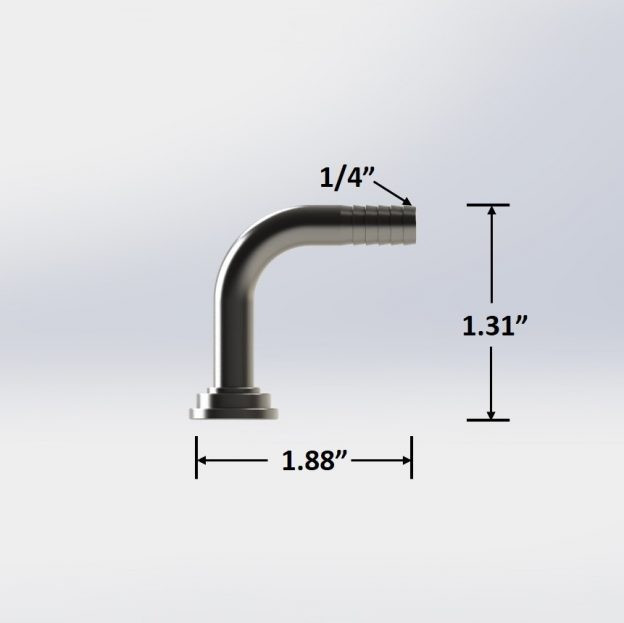 1/4″ Barbed Beer Stem Elbow – 304 Stainless