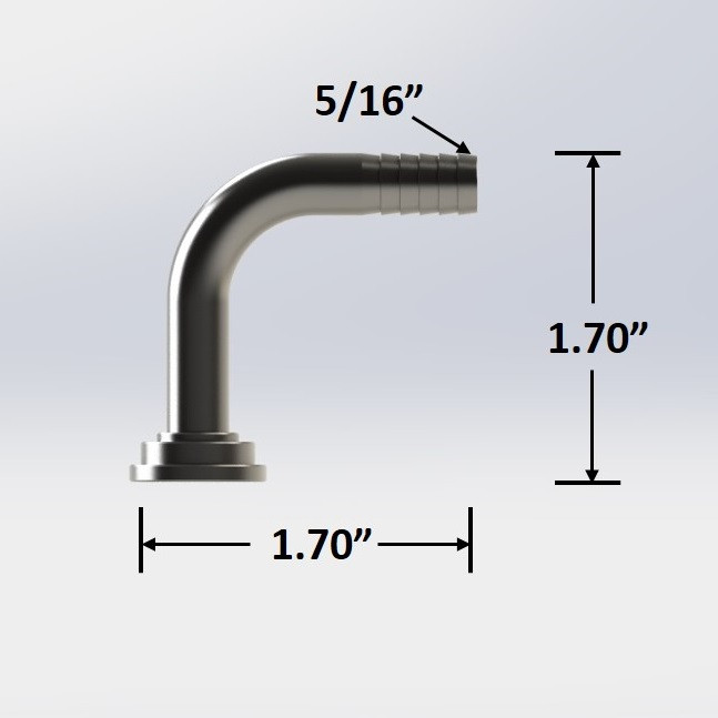 5/16″ Barbed Beer Stem Elbow – 304 Stainless