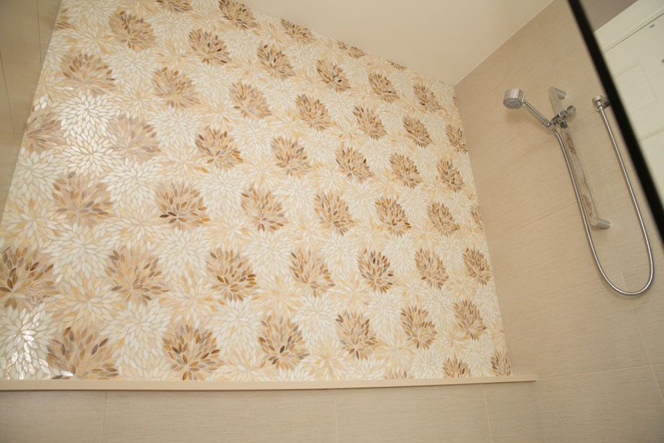 shower tile with a floral design
