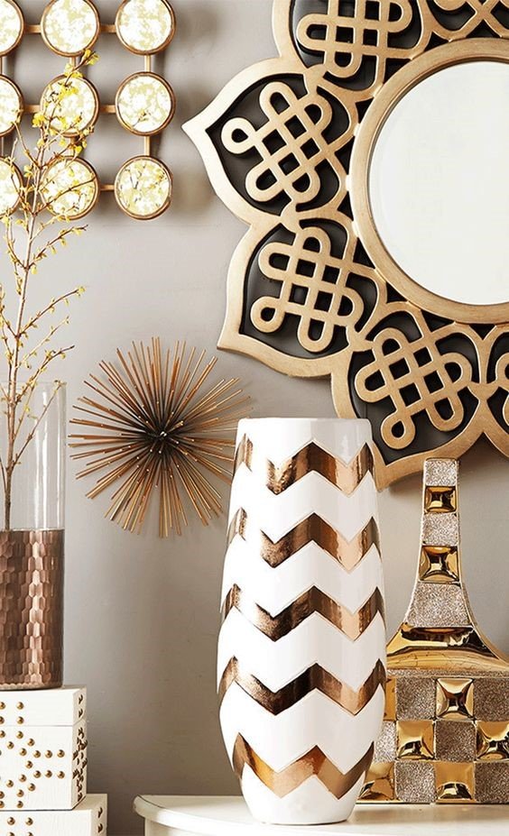 moroccan style vase, mirror and decor