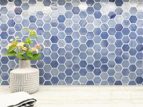 Oceanside Classic Mosaics 1 5/8" Hexagon in Harbor Blend