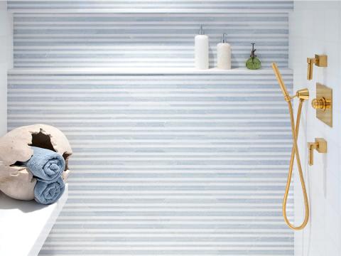 Terra Bella pART Deco Modique Celeste in Thassos Select (P) and Celeste Blue (P)