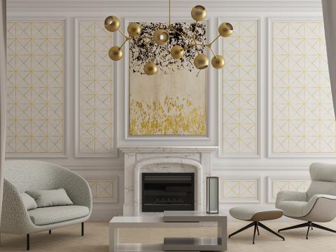 Walker Zanger Ellington Carlyle Cotton/Brass Honed Marble with Metal Accents